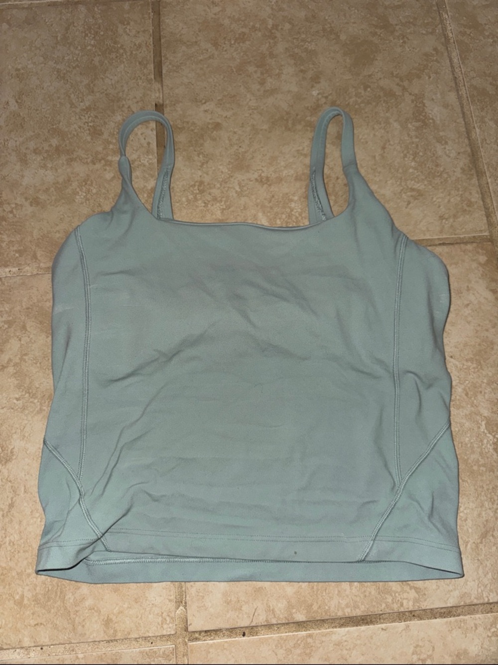 Light Blue Spaghetti Strap CropTank Top w/ built in bra